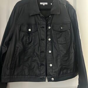 A Beautiful Soul Faux Black Leather Jacket with Silver Buttons